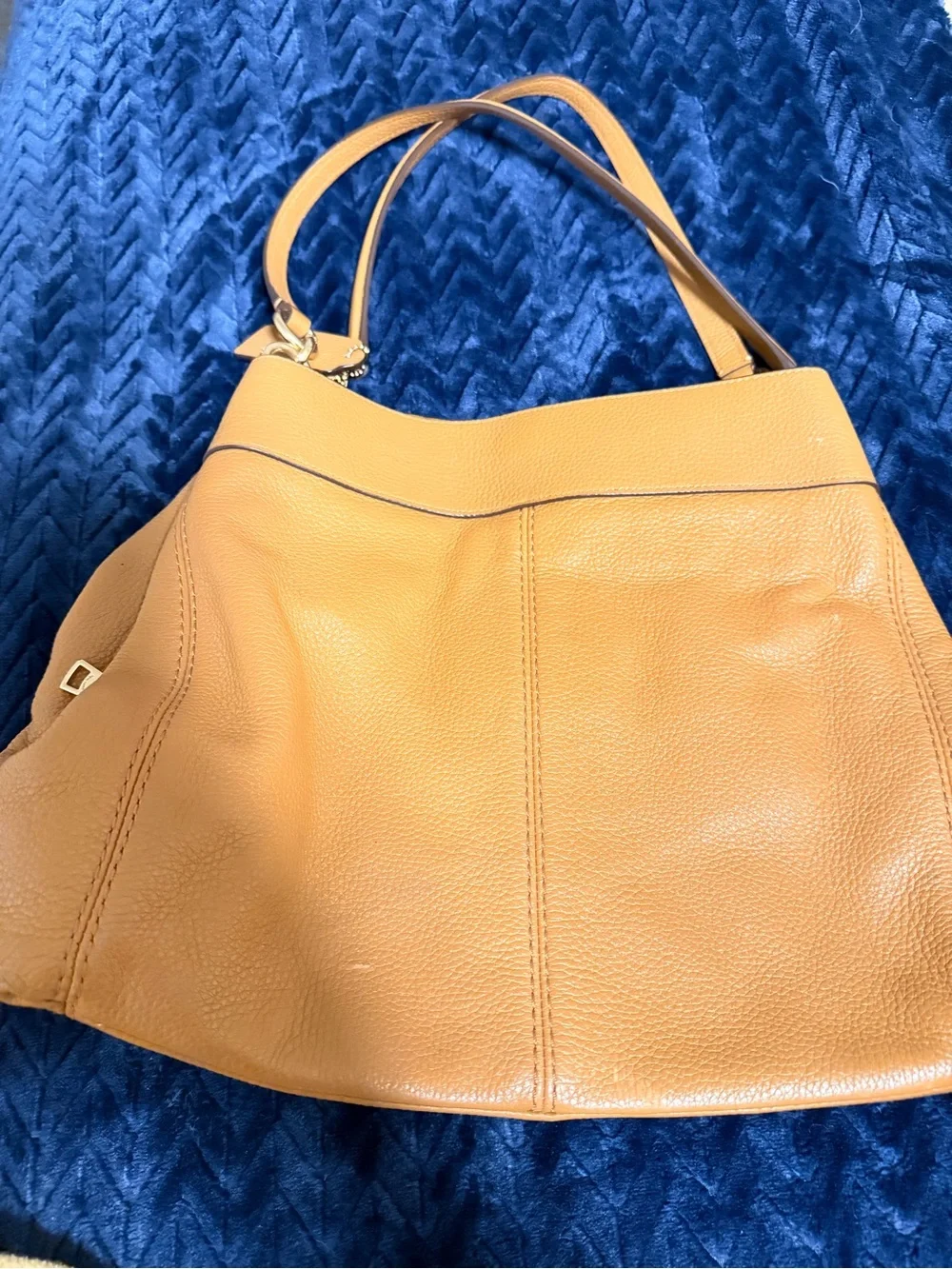 Coach Pebbled Leather Shoulder Bag in camel brown